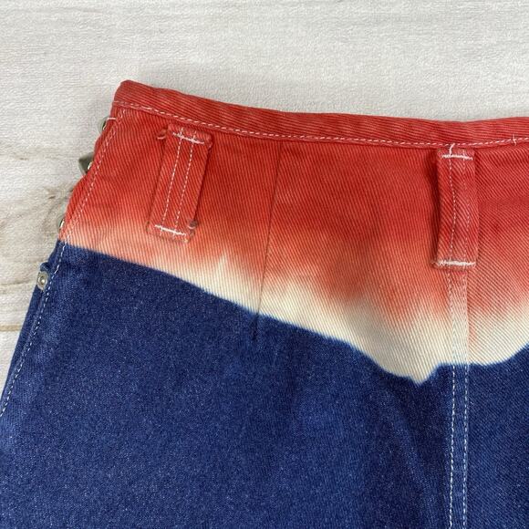 Vtg Erez Shorts Sz 2 Red White Blue Studded Denim Cut Off Raw Hem Made in USA - Picture 11 of 11